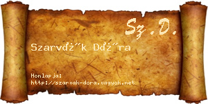 Szarvák Dóra névjegykártya